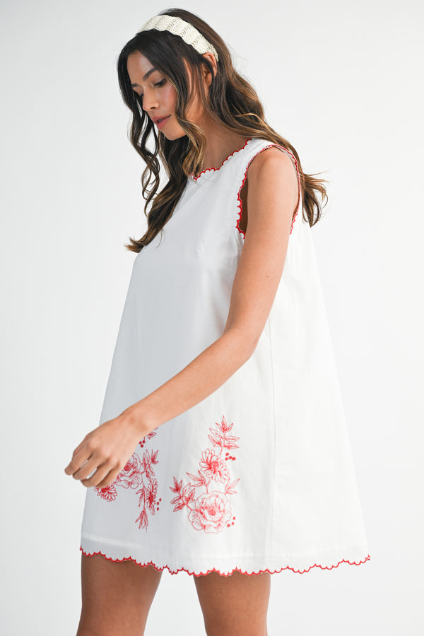 MARKEDA EMBROIDERED SLEEVELESS MINI DRESS