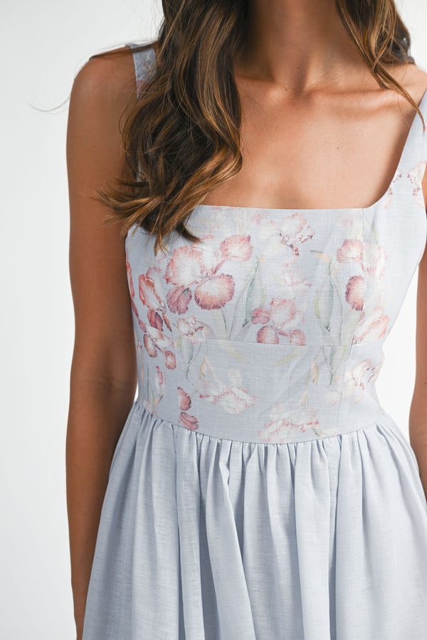 FLAVIA PRINTED BUSTIER MIDI DRESS