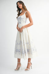 FLAVIA PRINTED BUSTIER MIDI DRESS