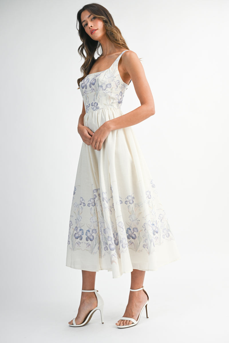 FLAVIA PRINTED BUSTIER MIDI DRESS