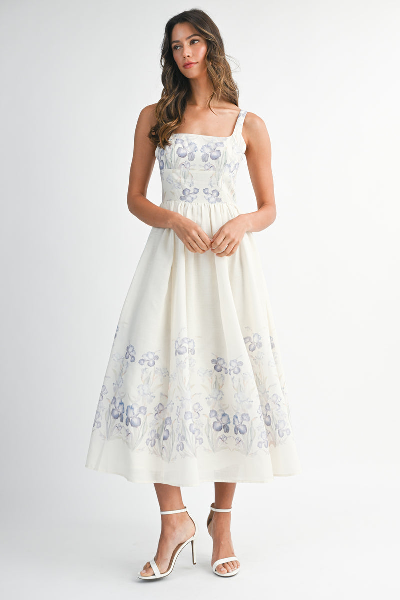 FLAVIA PRINTED BUSTIER MIDI DRESS