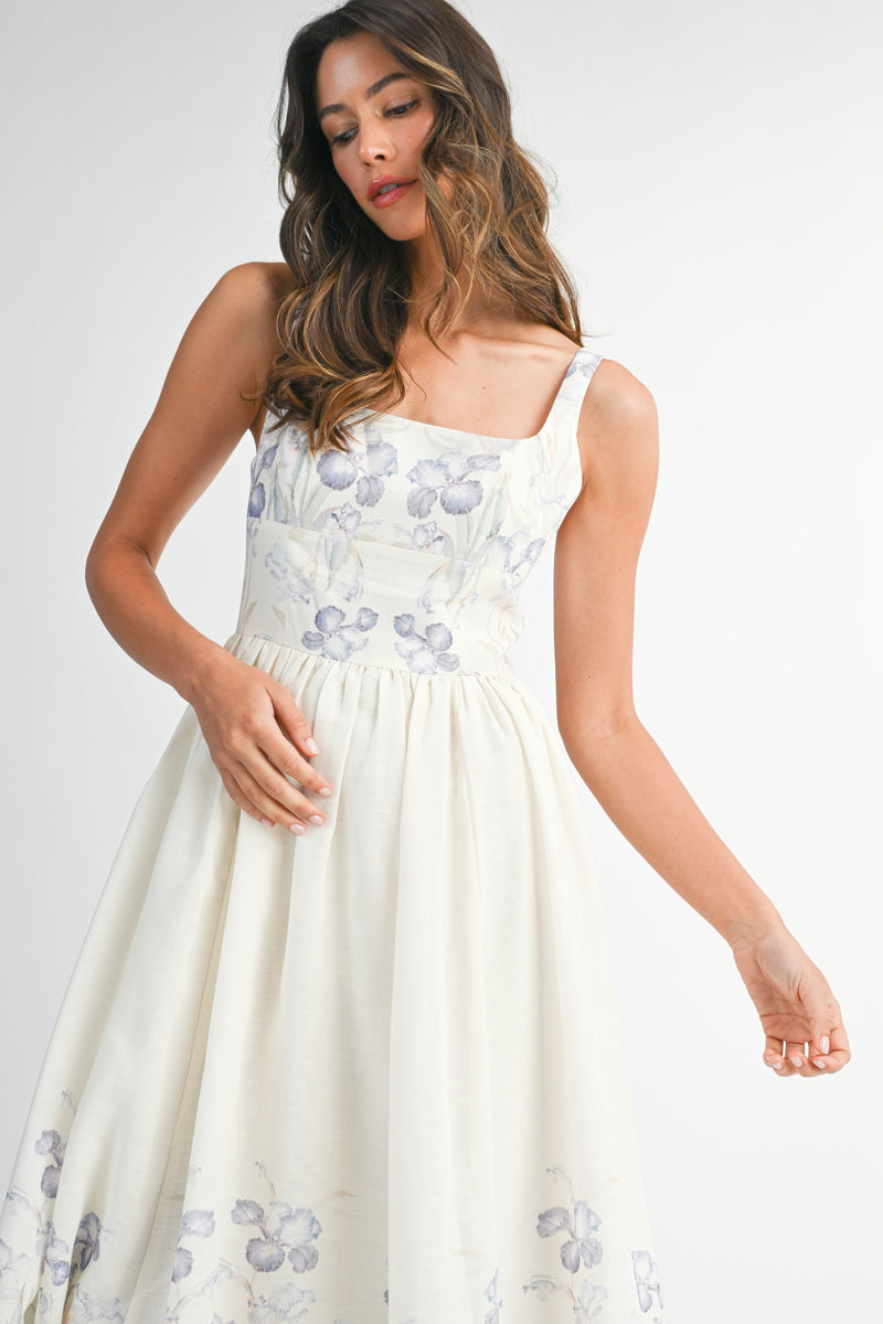 FLAVIA PRINTED BUSTIER MIDI DRESS