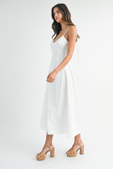 GARVINE BUSTIER STRAP SHOULDER MIDI DRESS
