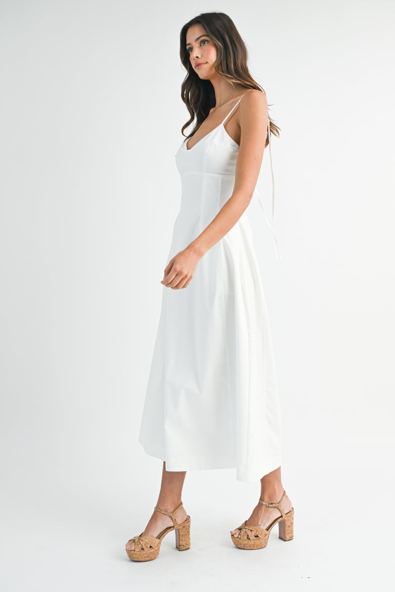GARVINE BUSTIER STRAP SHOULDER MIDI DRESS