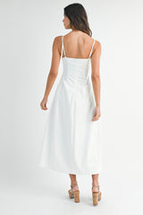 GARVINE BUSTIER STRAP SHOULDER MIDI DRESS