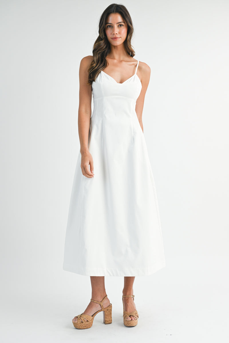 GARVINE BUSTIER STRAP SHOULDER MIDI DRESS