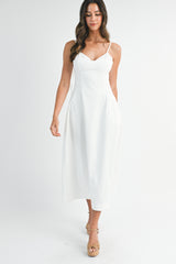 GARVINE BUSTIER STRAP SHOULDER MIDI DRESS