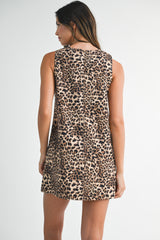 TAILYN BOW LEOPARD A-LINE DRESS