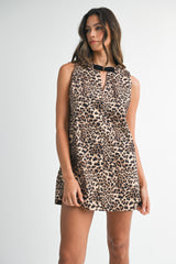 TAILYN BOW LEOPARD A-LINE DRESS
