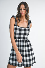 PAISLEY GINGHAM HALTER KNIT MINI DRESS