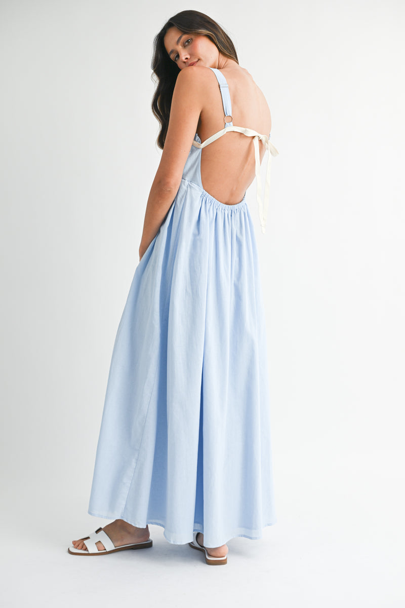 ORCA CONTRAST PIPING DETAIL CAMI MIDI DRESS