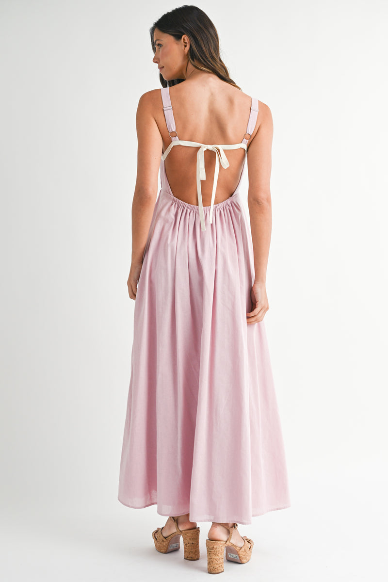 ORCA CONTRAST PIPING DETAIL CAMI MIDI DRESS