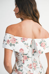 KEANZIE OFF SHOULDER MIDI DRESS