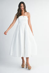 VIVIJI BUTTON DOWN FRONT BUBBLE HEM MIDI DRESS