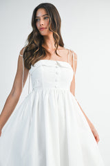 VIVIJI BUTTON DOWN FRONT BUBBLE HEM MIDI DRESS