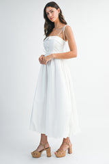 VIVIJI BUTTON DOWN FRONT BUBBLE HEM MIDI DRESS