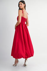 VIVIJI BUTTON DOWN FRONT BUBBLE HEM MIDI DRESS