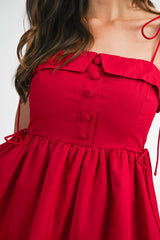 VIVIJI BUTTON DOWN FRONT BUBBLE HEM MIDI DRESS