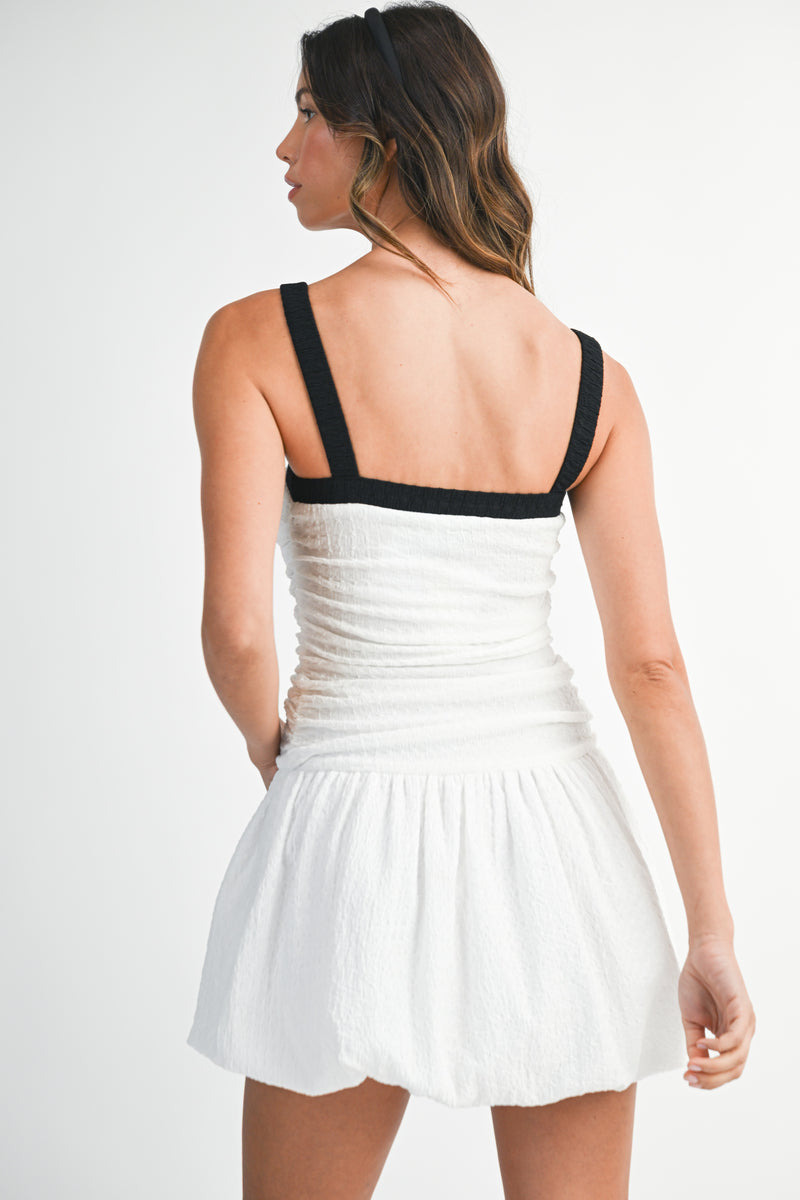 MARIANA BALLOON TEXTURED MINI DRESS