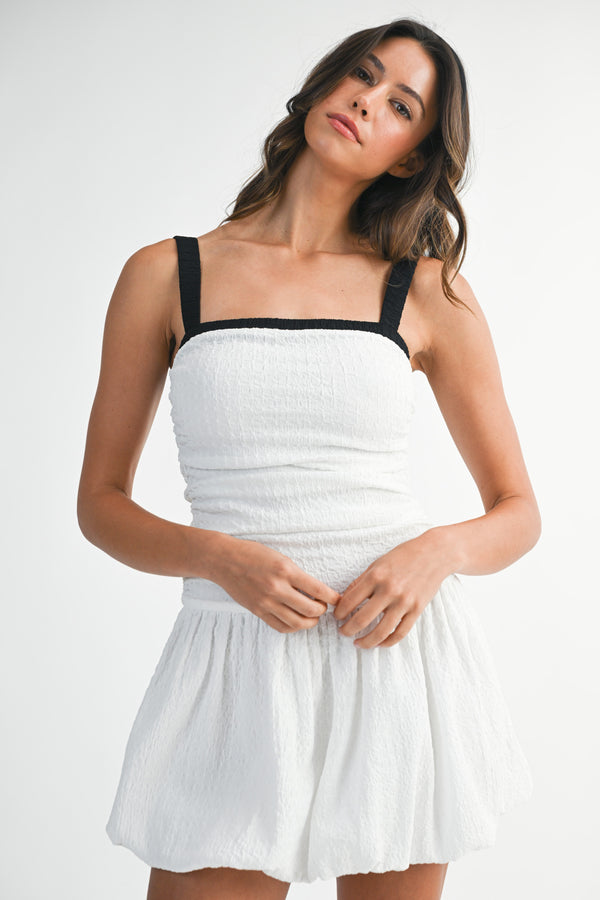 MARIANA BALLOON TEXTURED MINI DRESS
