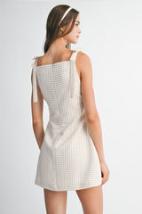 CECILIA GINGHAM MINI DRESS WITH BOW DETAIL
