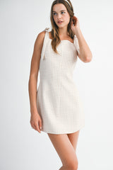 CECILIA GINGHAM MINI DRESS WITH BOW DETAIL