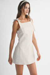CECILIA GINGHAM MINI DRESS WITH BOW DETAIL
