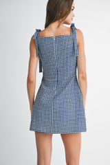 CECILIA GINGHAM MINI DRESS WITH BOW DETAIL