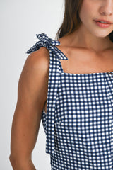 CECILIA GINGHAM MINI DRESS WITH BOW DETAIL