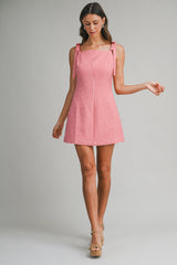 CECILIA GINGHAM MINI DRESS WITH BOW DETAIL
