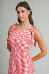 CECILIA GINGHAM MINI DRESS WITH BOW DETAIL