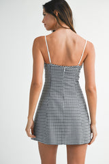 VESSI GINGHAM SLEEVELESS MINI DRESS