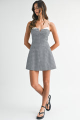 VESSI GINGHAM SLEEVELESS MINI DRESS