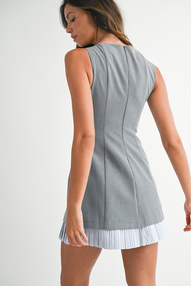 AINARA STRIPED COMBINATION MINI DRESS