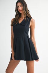 NATALIE PLEATED MINI DRESS WITH COLLAR