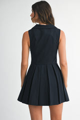 NATALIE PLEATED MINI DRESS WITH COLLAR