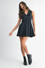 NATALIE PLEATED MINI DRESS WITH COLLAR
