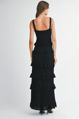 KAELA FRONT BOW RUFFLE MAXI DRESS