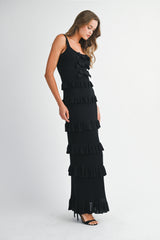 KAELA FRONT BOW RUFFLE MAXI DRESS