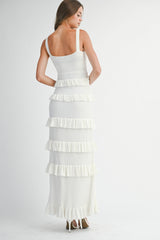 KAELA FRONT BOW RUFFLE MAXI DRESS