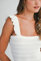 SAYLOR RUFFLED KNIT MIDI DRESS