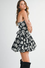 DAHLIA JACQUARD BUBBLE HEM MINI DRESS