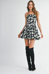 DAHLIA JACQUARD BUBBLE HEM MINI DRESS