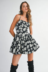 DAHLIA JACQUARD BUBBLE HEM MINI DRESS