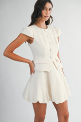 CRYSTAL TWEED BUBBLE HEM MINI DRESS