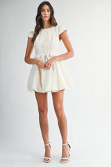 CRYSTAL TWEED BUBBLE HEM MINI DRESS