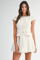CRYSTAL TWEED BUBBLE HEM MINI DRESS