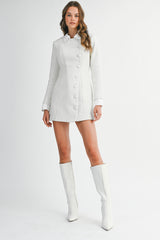 SIGNE TWEED BUTTON DOWN MINI DRESS