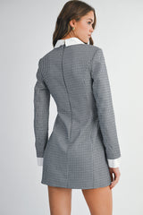 STEVIE GINGHAM CHECK BUTTON MINI DRESS