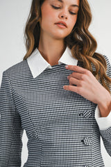 STEVIE GINGHAM CHECK BUTTON MINI DRESS